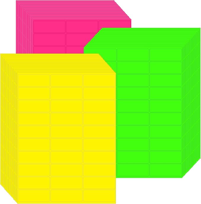 Zhanmai 1800 Pieces Address Labels Assorted Colored Labels Printable Address Stickers for Return Mailing Shipping Coding Message 1 x 2.63 Inch (Fluorescent,Yellow,Green,Magenta) | Address Labels - TrueDesk