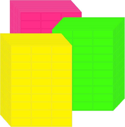Zhanmai 1800 Pieces Address Labels Assorted Colored Labels Printable Address Stickers for Return Mailing Shipping Coding Message 1 x 2.63 Inch (Fluorescent,Yellow,Green,Magenta) | Address Labels - TrueDesk